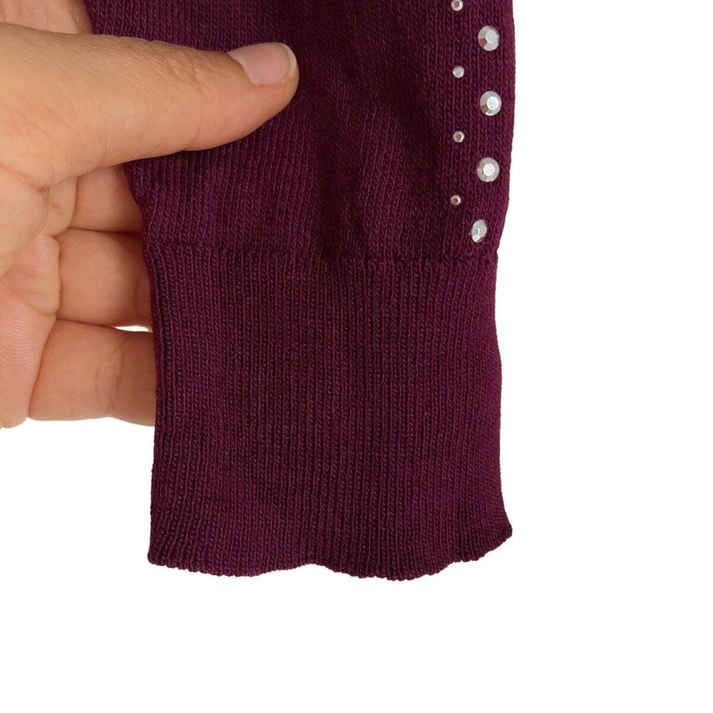 Ladies Women Knitted Long Sleeve Crew Neck Jumper Sweater Rhinestone Pullover - Picture 10 of 13